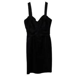 Dolce & Gabbana Mini Robe Plissée Sans Manches En Soie Noire Noire -ModeChic Magasin 863601 5