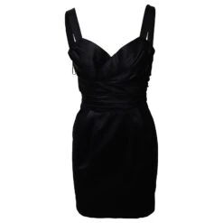 Dolce & Gabbana Mini Robe Plissée Sans Manches En Soie Noire Noire -ModeChic Magasin 863601 8