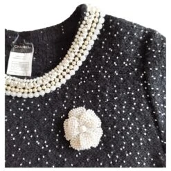 Robe Chanel Cachemire Noire Brodée De Perles -ModeChic Magasin 868248 8