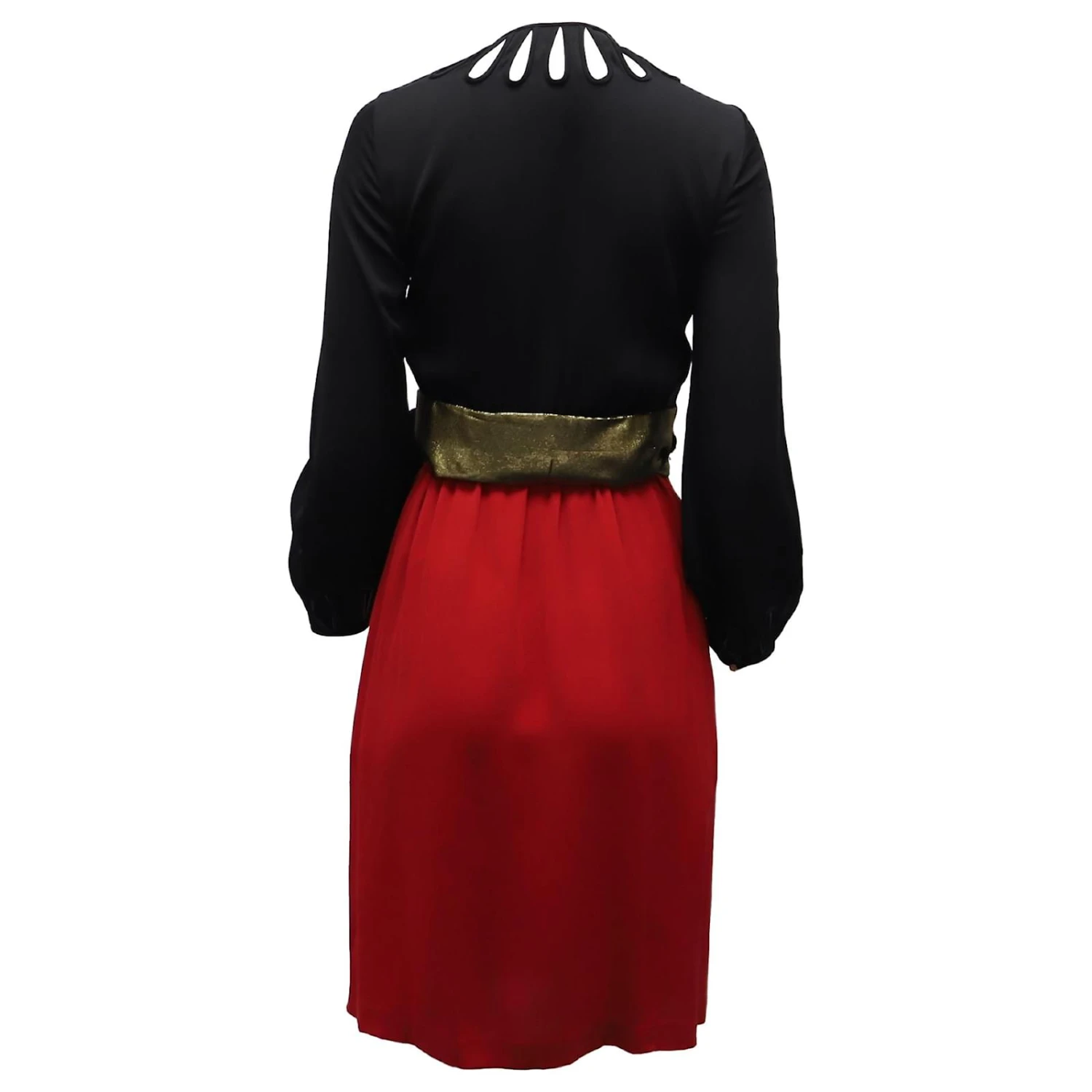 Diane Von Furstenberg Robe Mi-longue Color Block En Soie Noire Et Rouge Multicolore 3 Diane Von Furstenberg Robe Mi-longue Color Block En Soie Noire Et Rouge Multicolore – Image 3