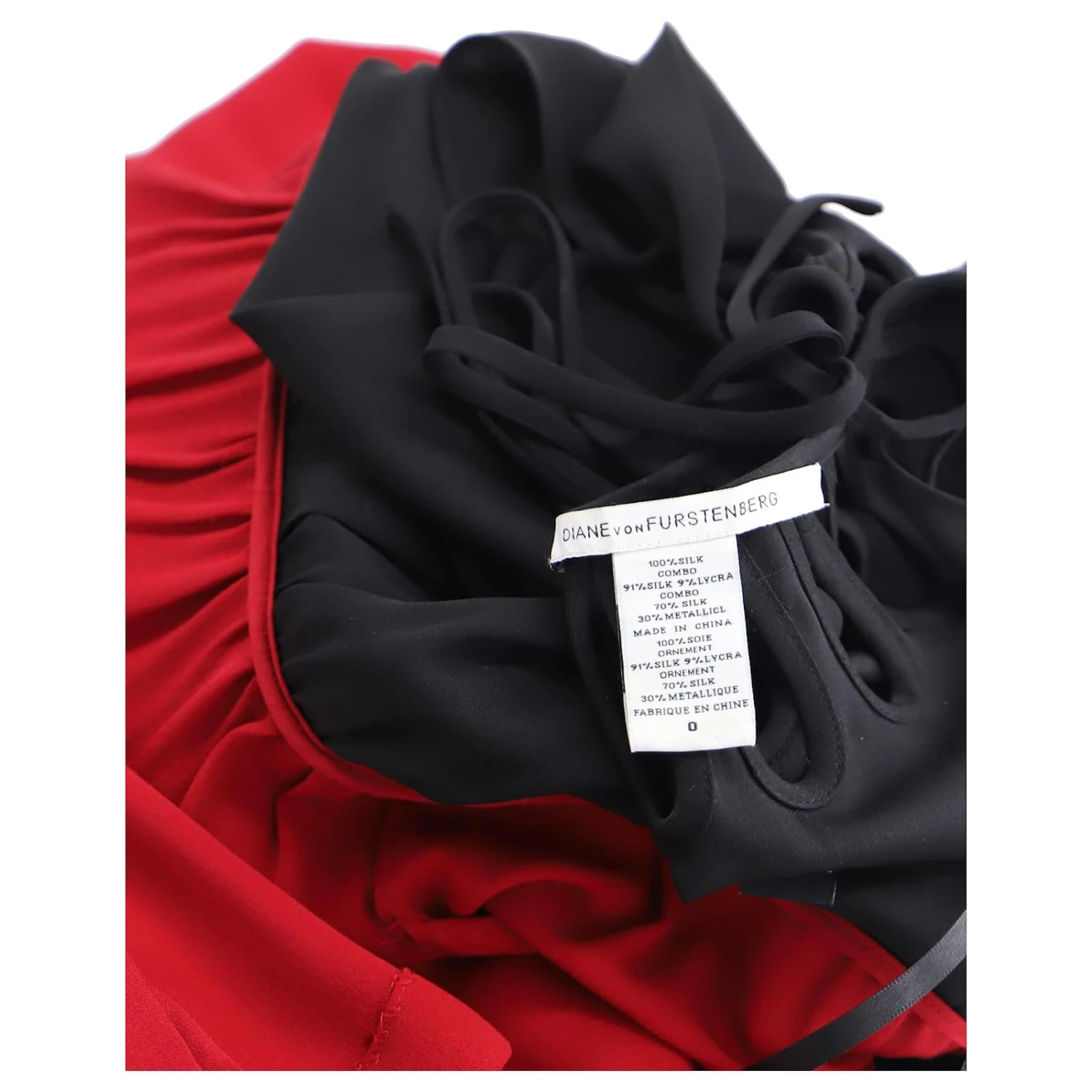 Diane Von Furstenberg Robe Mi-longue Color Block En Soie Noire Et Rouge Multicolore 4 Diane Von Furstenberg Robe Mi-longue Color Block En Soie Noire Et Rouge Multicolore – Image 4