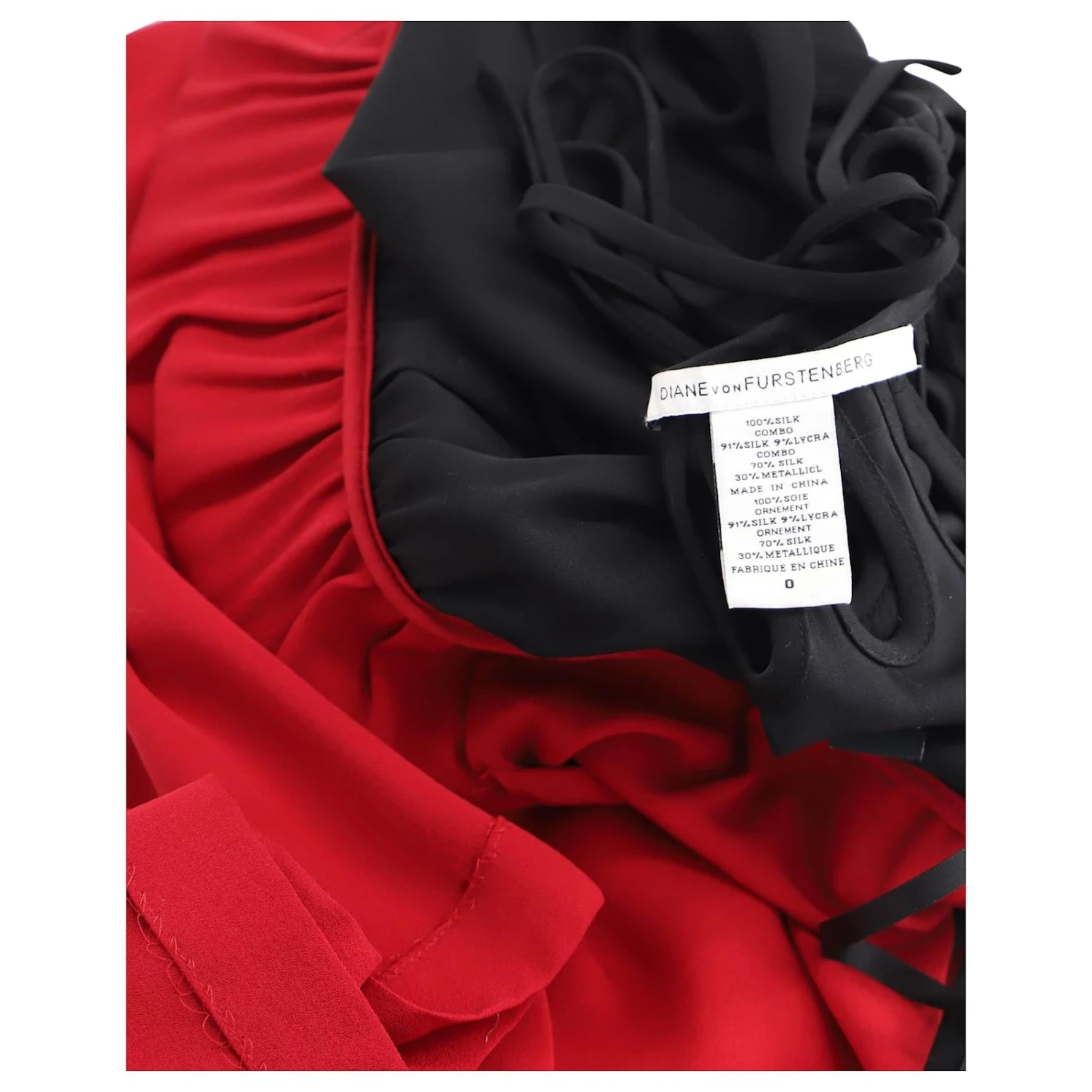 Diane Von Furstenberg Robe Mi-longue Color Block En Soie Noire Et Rouge Multicolore 5 Diane Von Furstenberg Robe Mi-longue Color Block En Soie Noire Et Rouge Multicolore – Image 5