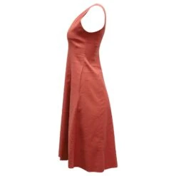 Theory Slip Robe Mi-Longue à Col En V En Lin Rouge Orange -ModeChic Magasin 868617 2