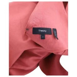 Theory Slip Robe Mi-Longue à Col En V En Lin Rouge Orange -ModeChic Magasin 868617 4