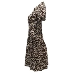 Diane Von Furstenberg Robe Portefeuille Imprimée En Soie Marron Et Crème -ModeChic Magasin 868623 2