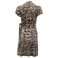 Diane Von Furstenberg Robe Portefeuille Imprimée En Soie Marron Et Crème -ModeChic Magasin 868623 3