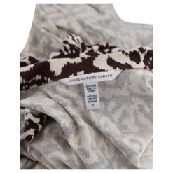 Diane Von Furstenberg Robe Portefeuille Imprimée En Soie Marron Et Crème -ModeChic Magasin 868623 4