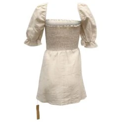 Reformation Cerise Puff Sleeve Mini Robe En Lin Beige 11 Reformation Cerise Puff Sleeve Mini Robe En Lin Beige -ModeChic Magasin 868629 5