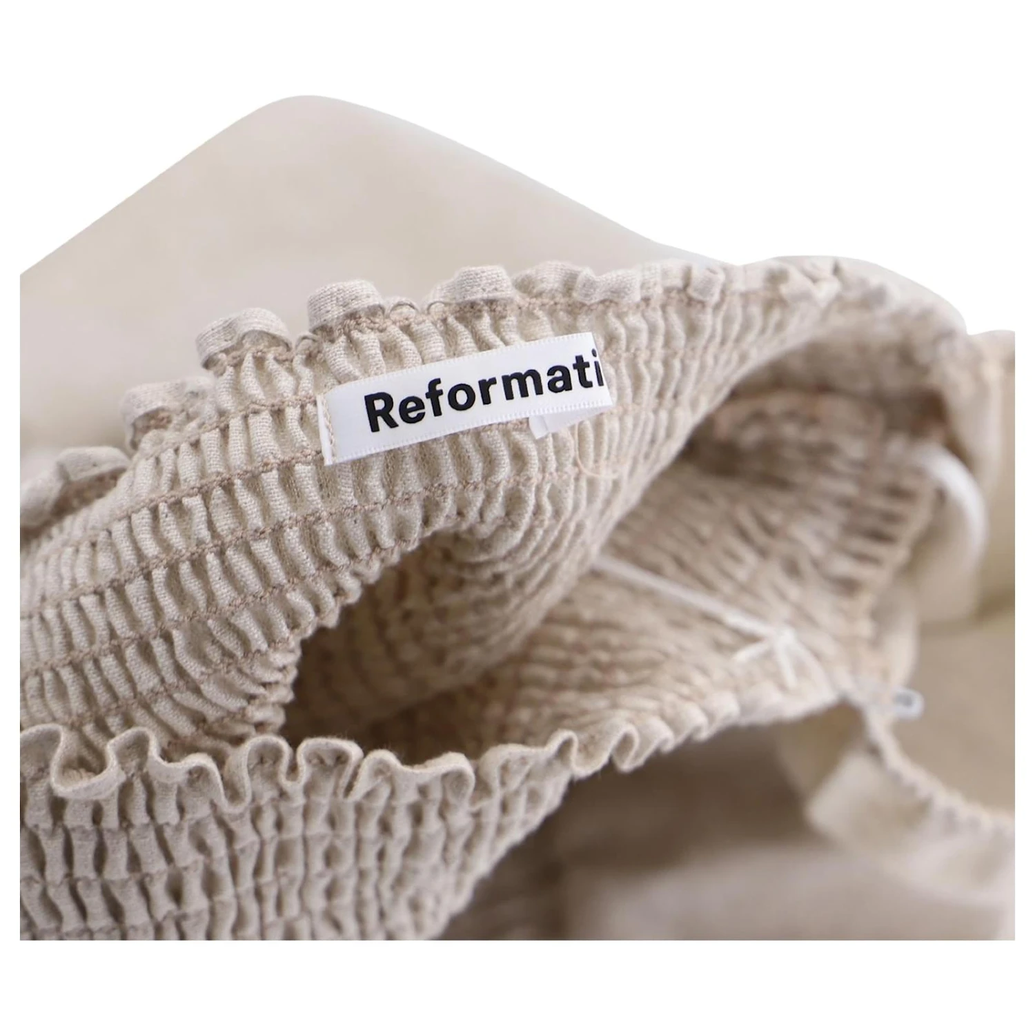 Reformation Cerise Puff Sleeve Mini Robe En Lin Beige 6 Reformation Cerise Puff Sleeve Mini Robe En Lin Beige – Image 6