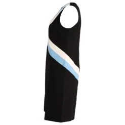 Emilio Pucci Robe Droite à Panneau Bleu Et Blanc En Laine Noire -ModeChic Magasin 868654 2