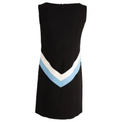Emilio Pucci Robe Droite à Panneau Bleu Et Blanc En Laine Noire -ModeChic Magasin 868654 3