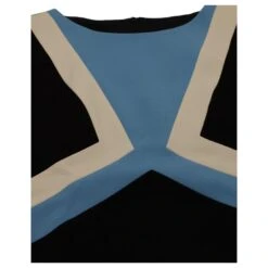 Emilio Pucci Robe Droite à Panneau Bleu Et Blanc En Laine Noire -ModeChic Magasin 868654 5