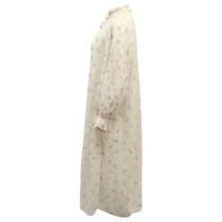 Ganni Robe Mi-longue Plissée à Imprimé Floral En Polyester Crème Blanc Écru -ModeChic Magasin 869017 4