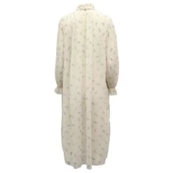 Ganni Robe Mi-longue Plissée à Imprimé Floral En Polyester Crème Blanc Écru -ModeChic Magasin 869017 5