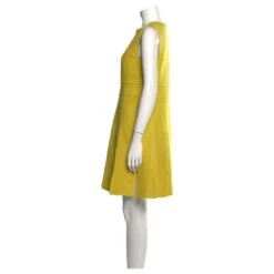 Diane Von Furstenberg DvF Jackie Robe Fantaisie En Tweed Bouclé Jaune Moutarde -ModeChic Magasin 869452 3