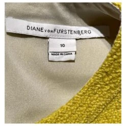 Diane Von Furstenberg DvF Jackie Robe Fantaisie En Tweed Bouclé Jaune Moutarde -ModeChic Magasin 869452 4