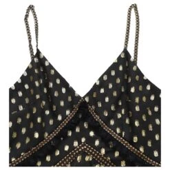 Self Portrait Self-Portrait Robe Métallisée à Bretelles à Pois En Polyester Noir -ModeChic Magasin 870088 4