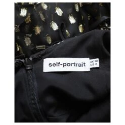 Self Portrait Self-Portrait Robe Métallisée à Bretelles à Pois En Polyester Noir -ModeChic Magasin 870088 5