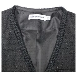 Self Portrait Robe Mi-longue à Corsage Ajusté En Polyester Noir -ModeChic Magasin 870091 4