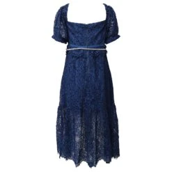 Self Portrait Robe Mi-longue En Dentelle Ornée Self-Portrait En Coton Bleu 10 Self Portrait Robe Mi-longue En Dentelle Ornée Self-Portrait En Coton Bleu -ModeChic Magasin 870101 3