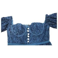 Self Portrait Robe Mi-longue En Dentelle Ornée Self-Portrait En Coton Bleu 11 Self Portrait Robe Mi-longue En Dentelle Ornée Self-Portrait En Coton Bleu -ModeChic Magasin 870101 4