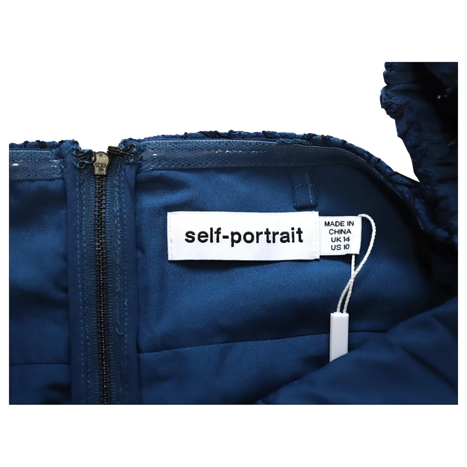 Self Portrait Robe Mi-longue En Dentelle Ornée Self-Portrait En Coton Bleu 5 Self Portrait Robe Mi-longue En Dentelle Ornée Self-Portrait En Coton Bleu – Image 5