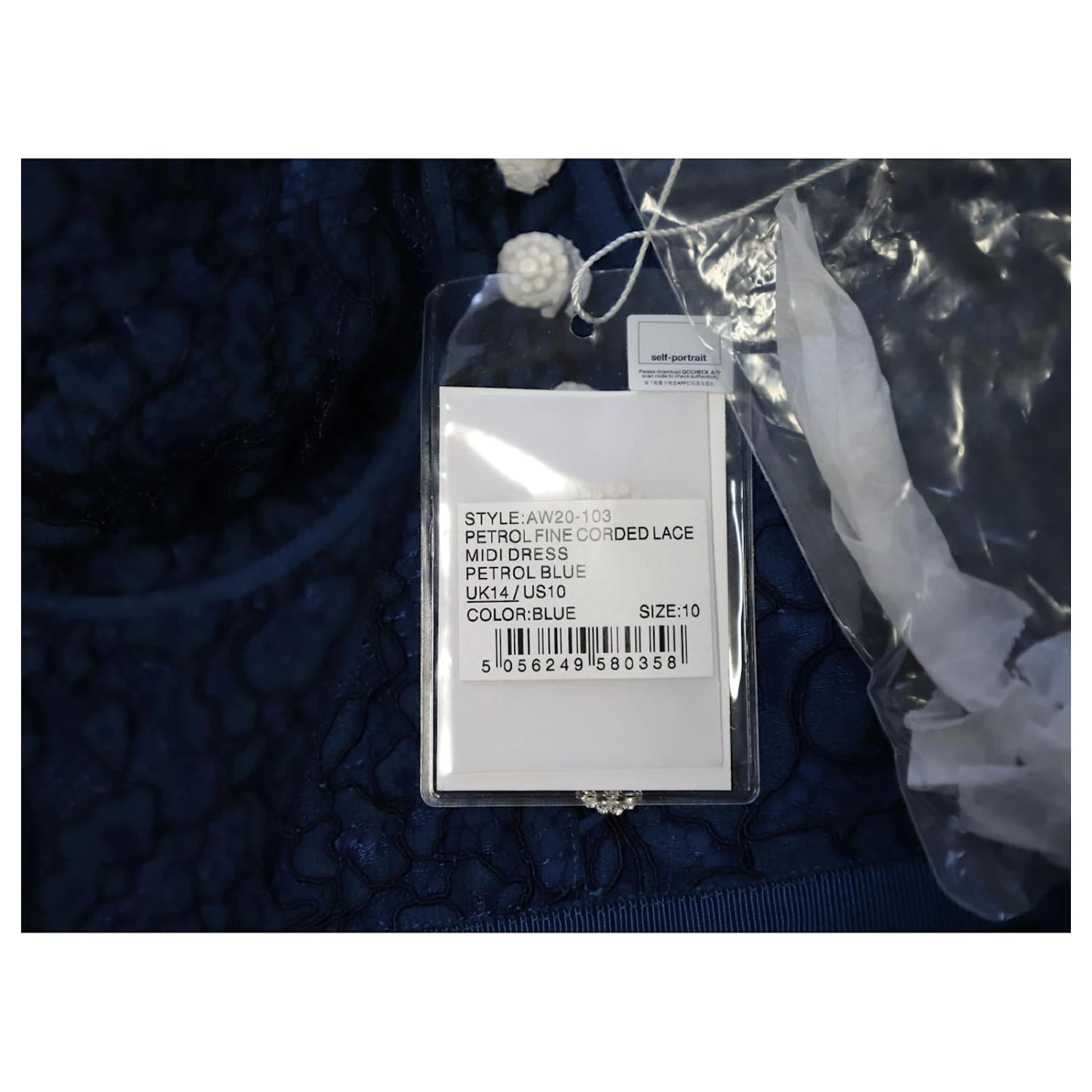 Self Portrait Robe Mi-longue En Dentelle Ornée Self-Portrait En Coton Bleu 6 Self Portrait Robe Mi-longue En Dentelle Ornée Self-Portrait En Coton Bleu – Image 6