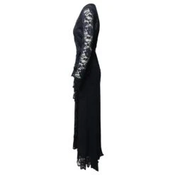 Ganni Flynn Robe Portefeuille En Dentelle à Volants En Polyamide Bleu Marine -ModeChic Magasin 870102 2