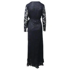 Ganni Flynn Robe Portefeuille En Dentelle à Volants En Polyamide Bleu Marine -ModeChic Magasin 870102 3
