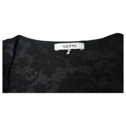 Ganni Flynn Robe Portefeuille En Dentelle à Volants En Polyamide Bleu Marine -ModeChic Magasin 870102 5