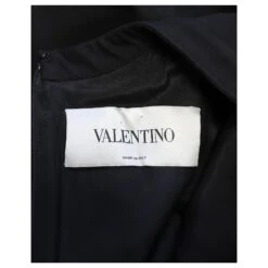 Valentino Garavani ROBE À MANCHES LOGO En Noir Lana Vergine -ModeChic Magasin 870113 5