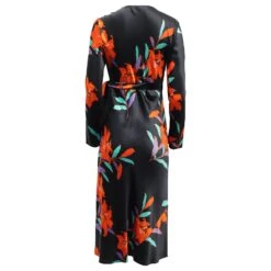 Diane Von Furstenberg Robe Portefeuille Mi-longue Tilly Argos En Soie Noire -ModeChic Magasin 870176 3