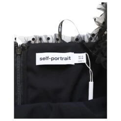 Self Portrait Robe Mi-longue Froncée Ornée De Sequins En Polyester Noir -ModeChic Magasin 870200 5