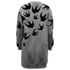 Alexander Mcqueen MCQ Swallow Swarm Robe Pull En Laine Et Coton Gris -ModeChic Magasin 871117 3