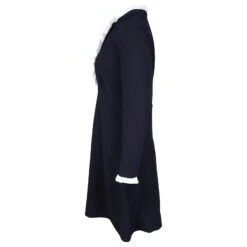 Sandro Paris Robe Mi-longue à Volants En Polyester Bleu Marine -ModeChic Magasin 871118 4