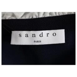 Sandro Paris Robe Mi-longue à Volants En Polyester Bleu Marine -ModeChic Magasin 871118 5