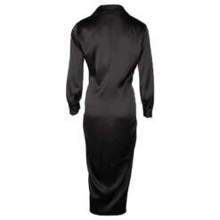 Robe Mi-longue Theory à Manches Longues Torsadées Sur Le Devant En Triacétate Noir -ModeChic Magasin 871143 3