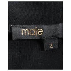 Maje Robe Mi-longue Boutonnée à épaules Dénudées Et Imprimé Grille En Polyester Noir -ModeChic Magasin 871150 5