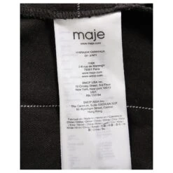 Maje Robe Mi-longue Boutonnée à épaules Dénudées Et Imprimé Grille En Polyester Noir -ModeChic Magasin 871150 6
