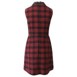 Red Valentino Mini Robe à Carreaux Sans Manches En Laine Rouge -ModeChic Magasin 871153 3