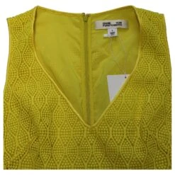 Diane Von Furstenberg Robe Sans Manches En Dentelle à Col En V En Polyester Jaune -ModeChic Magasin 871207 3