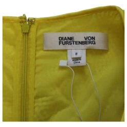 Diane Von Furstenberg Robe Sans Manches En Dentelle à Col En V En Polyester Jaune -ModeChic Magasin 871207 4