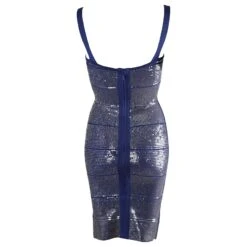 Herve Leger Katherine Bandage Robe à Sequins En Rayonne Bleue -ModeChic Magasin 872498 3