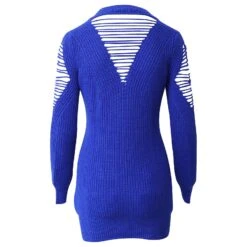 Versace Robe Courte En Maille Torsadée En Laine Bleu Roi -ModeChic Magasin 872587 3