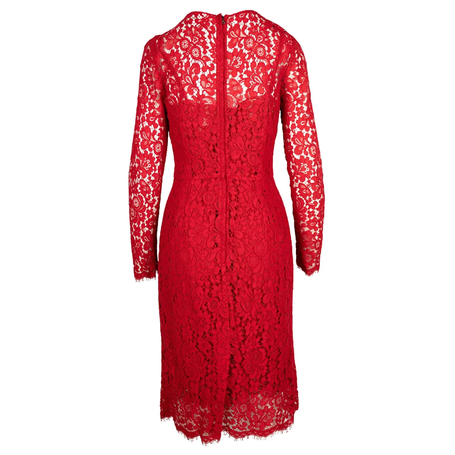 Dolce & Gabbana Robe En Dentelle Brodée Rouge 2 Dolce & Gabbana Robe En Dentelle Brodée Rouge – Image 2