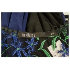 Autre Marque Marilena Z Robe Longue En Tulle à Plastron Brodé Bleu Dos Ouvert Taille OS -ModeChic Magasin 873580 3