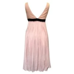 Robe Plissée En Soie Vieux Rose Lanvin Avec Nœud Noir -ModeChic Magasin 874566 2