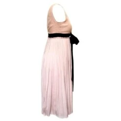 Robe Plissée En Soie Vieux Rose Lanvin Avec Nœud Noir -ModeChic Magasin 874566 3