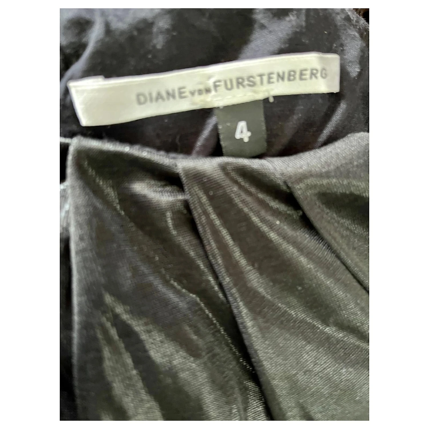 Diane Von Furstenberg Robe Lesley Vintage Noir Métallisé DvF 6 Diane Von Furstenberg Robe Lesley Vintage Noir Métallisé DvF – Image 6