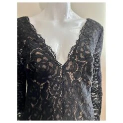 Robe Illusion En Dentelle Par Vera Wang Noir -ModeChic Magasin 876439 4